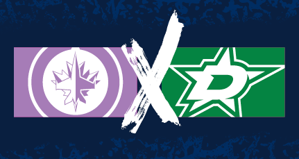 Jets hockey fights cancer logo x Stars logo